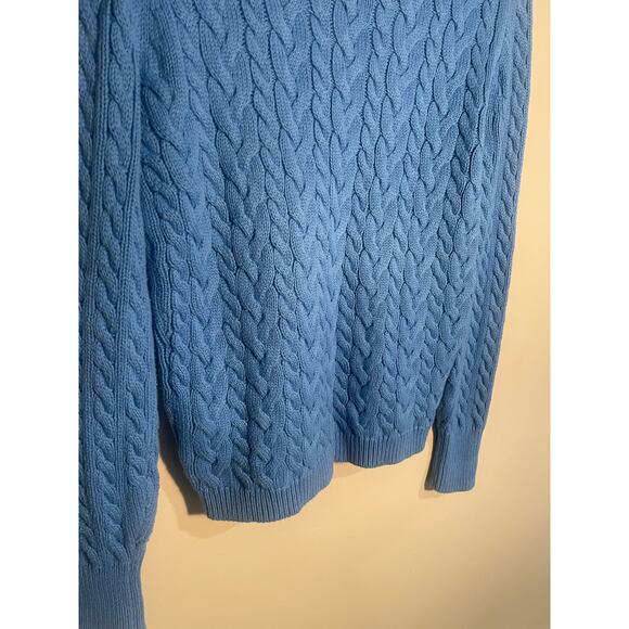 J. Crew Blue Diagonal Cable Knit Cotton Sweater Size Small - Picture 8 of 11